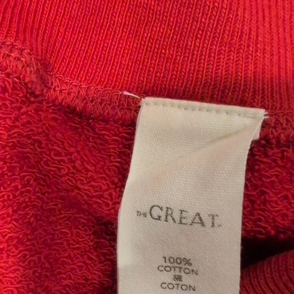 THE GREAT. Red Joggers with White Heart Accents - Picture 5 of 9